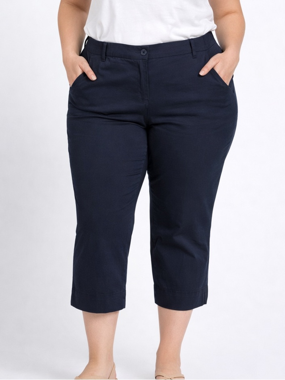 MARIO SERRANI Classic “Denim-look” Navy Capri Pants size 18